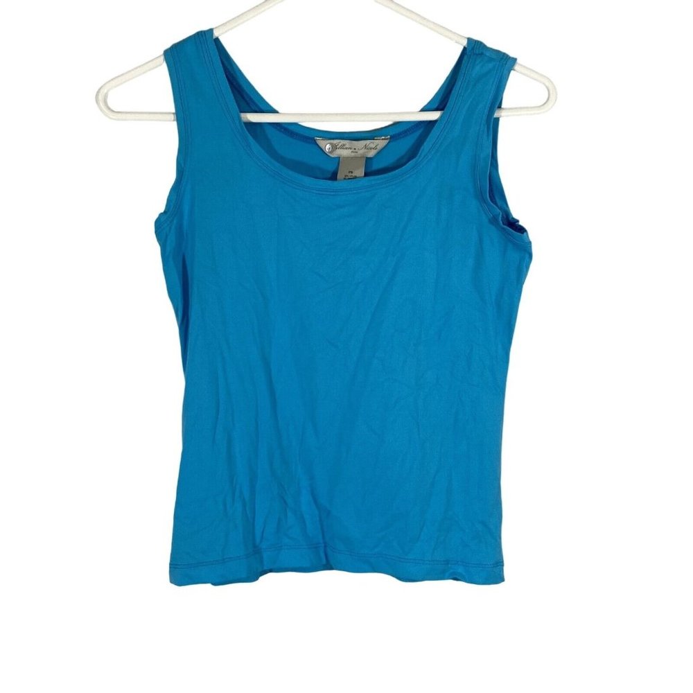 Lillian Nicole Petite Womens Blue Round Neck Stretch Pullover Tank Top Size PS